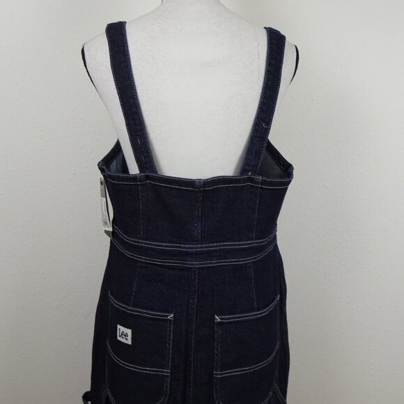 Lee Jeans Women's Overall Dress Blue Size L Denim Jumper Midi Preppy Schoolgirl - Picture 6 of 12